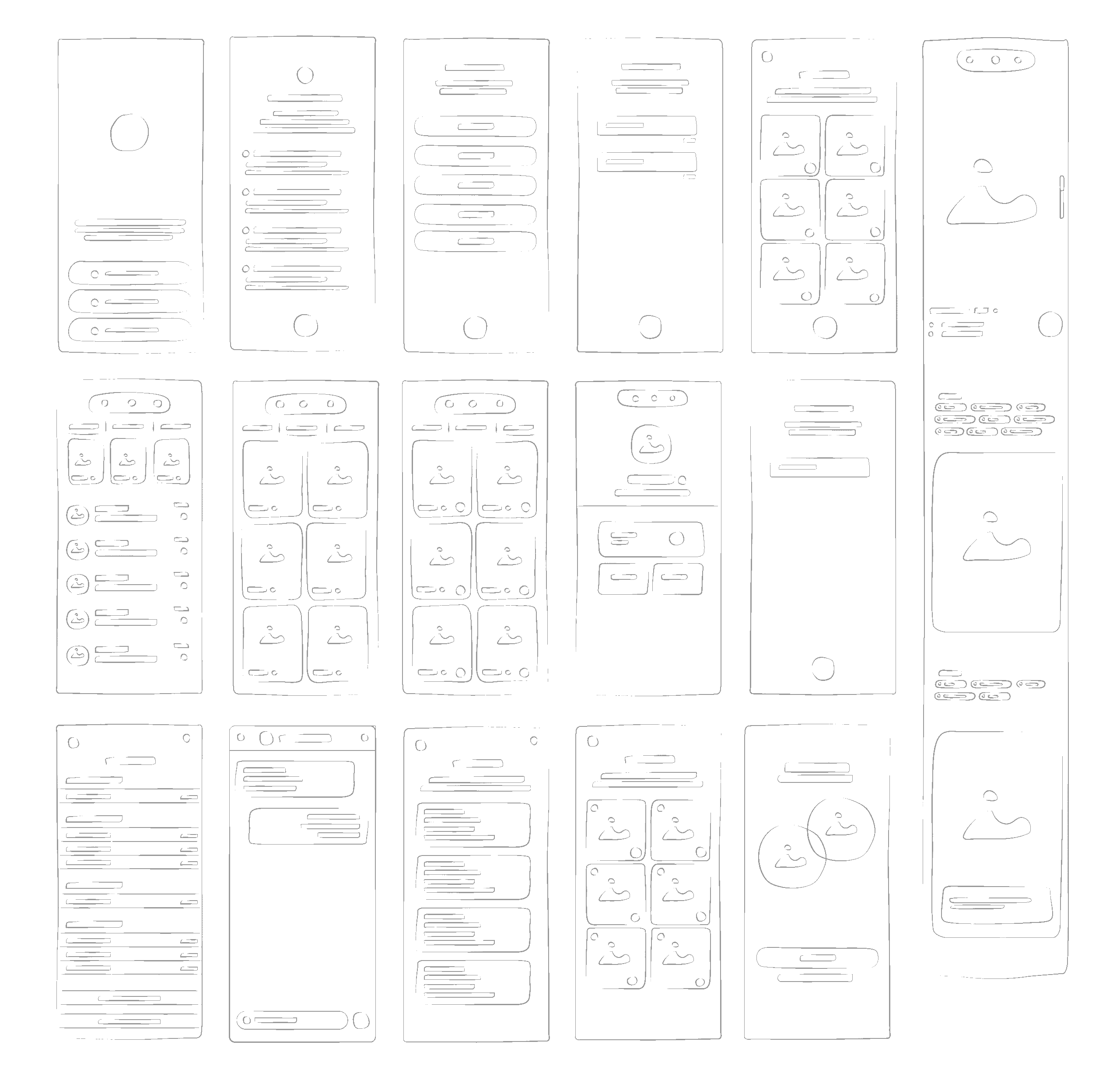 app screens pencil sketch -01